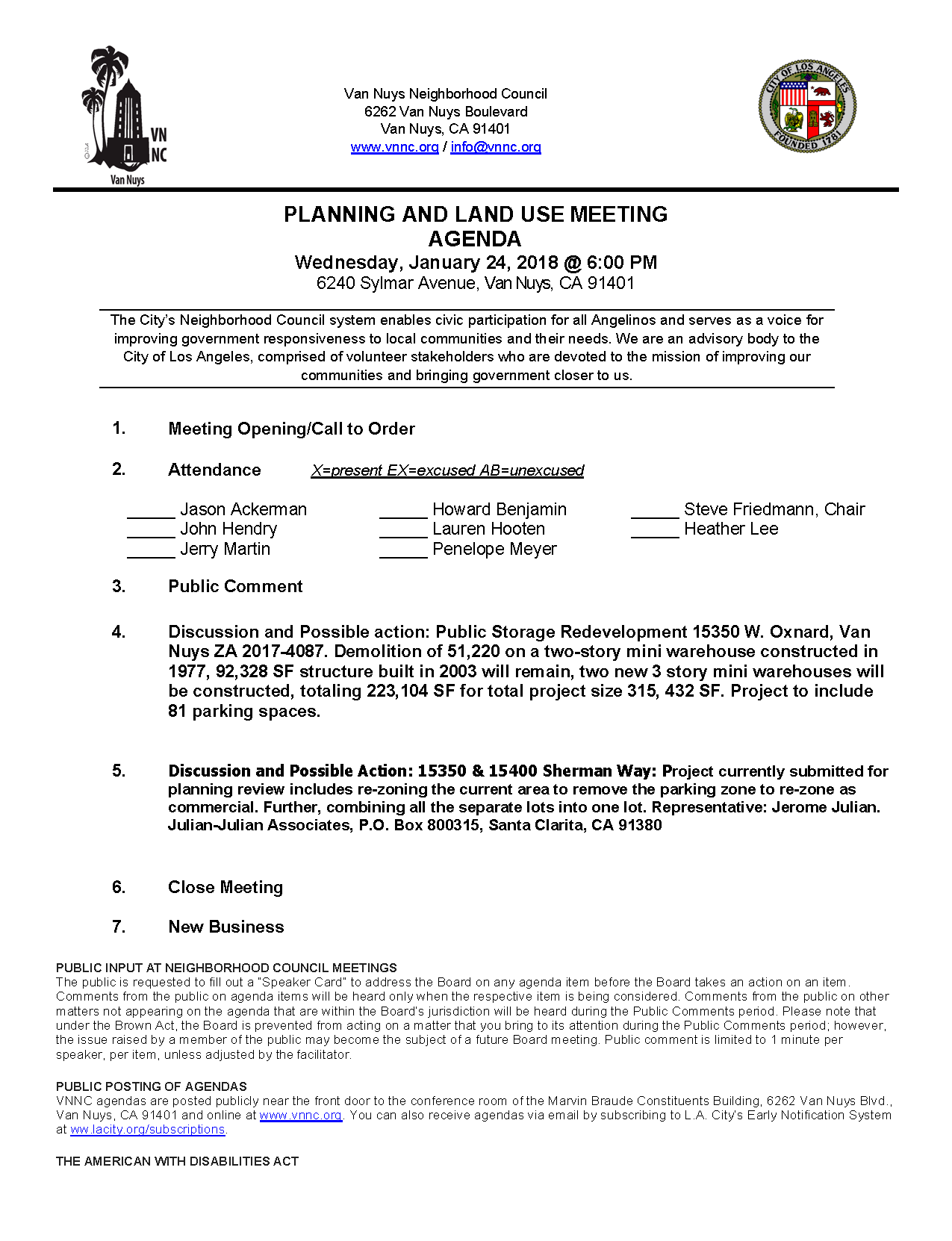 Van Nuys Neighborhood Council Planning and Land Use Meeting Agenda ... عوامات اطفال