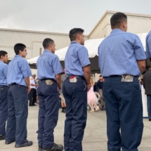 Row of firefighters